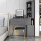 Materiale a base di legno in stile glam tavolo da toeletta bianca/grigia con cassetti e ripiani