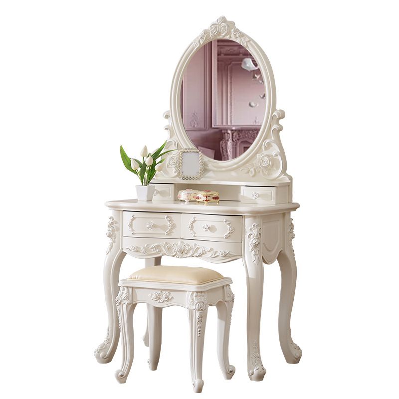 White Vanity Dressing Table Set Victorian Mirrored Wood Vanity Clearhalo 'Bedroom Furniture' 'furn' 'furn_makeup_vanities' 'Furniture' 'Makeup Vanities' 'makeup_vanities' 1200x1200_eb06146b-05b6-450b-9f2c-10fe66f405d0