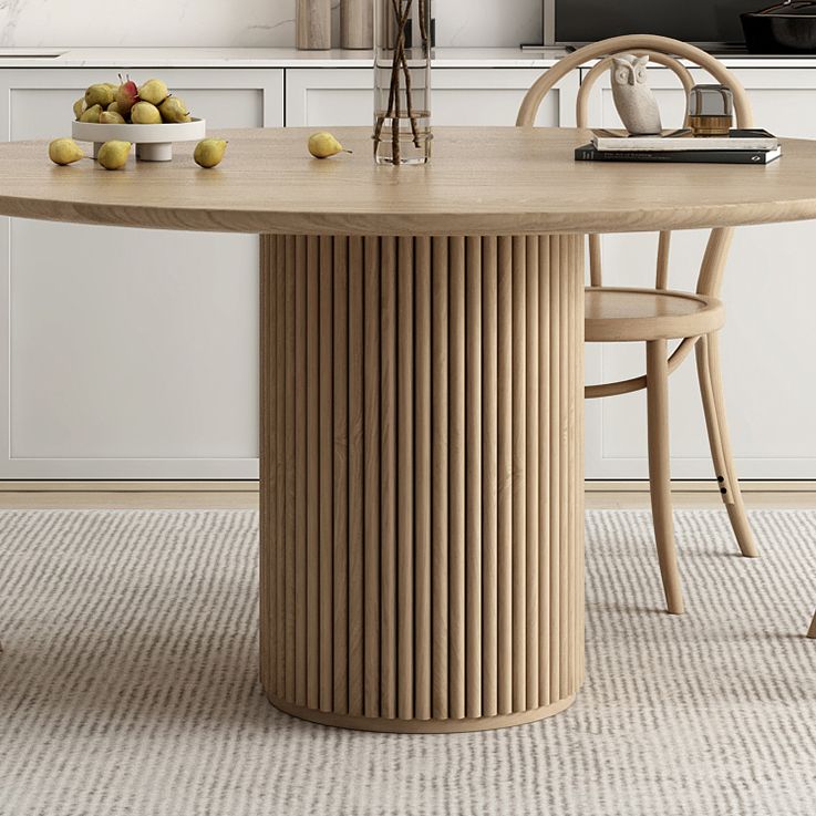 Round Pedestal Casual Dining Table Wood Color Fixed Table with Pinewood Solid Wood Clearhalo ' dining_table' 'Dining Tables & Seating' 'Dining Tables' 'furn' 'furn_dining_table' 'Furniture' 'furniture_dining_table' 'Kitchen & Dining Furniture' 'kitchen&dining_furn' 'kitchen' 'kitchen_dining_table' 1200x1200_eb082bc2-b7d3-4879-88fe-8c3c03cff69c