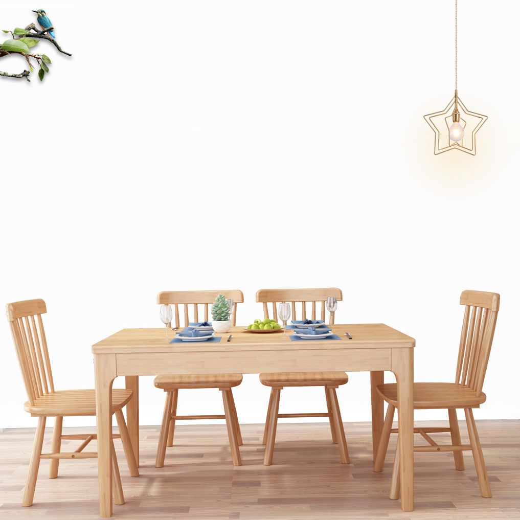 Minimalist Brown Standard Dining Set Rectangle Shape Solid Wood Dining Set with 4 Legs Table Clearhalo 'Dining Room Sets' 'Dining Tables & Seating' 'dining_room_set' 'furn' 'furn_dining_room_set' 'Furniture' 'furniture_dining_room_set' 'Kitchen & Dining Furniture' 'kitchen&dining_furn' 'kitchen' 1200x1200_eb0ca099-60a7-4ccc-9c9c-cb1dee56e20e