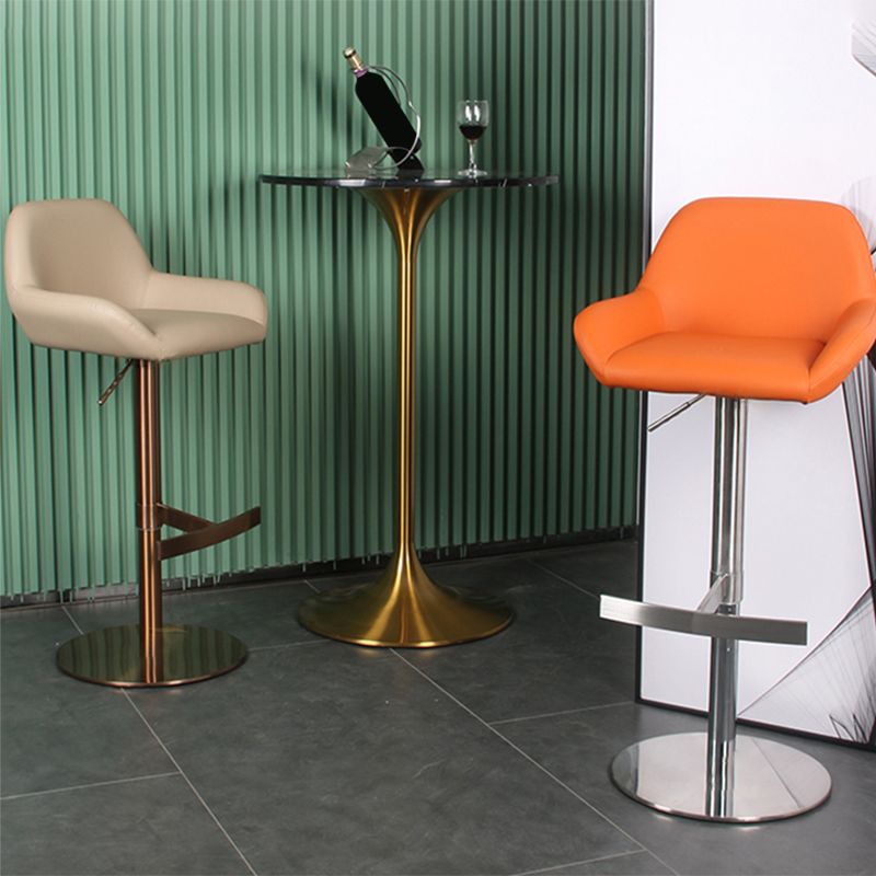 Glam Style Counter Stool Leather Adjustable Height Bar Stool with Metal Base Clearhalo 'Bar Furniture' 'Bar Stools' 'bar_stools' 'furn' 'furn_bar_stools' 'Furniture' 'Kitchen & Dining Furniture' 1200x1200_eb0e5f59-71d1-4abf-8fe9-b1ab0f899a75