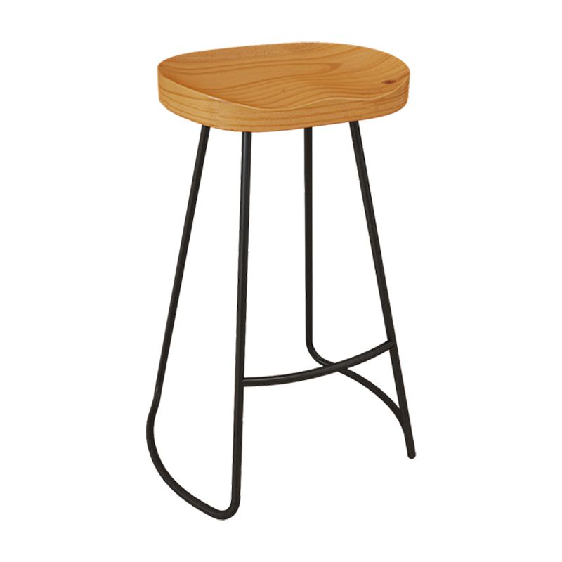 Modern Armless Counter Stool Iron Dessert Shop Bar Stool with Wooden Seat and Pedal Clearhalo 'Bar Furniture' 'Bar Stools' 'bar_stools' 'furn' 'furn_bar_stools' 'Furniture' 'furniture_bar_stools' 'Kitchen & Dining Furniture' 1200x1200_eb0e6bfe-4d2f-472b-8ecb-b458743d16df