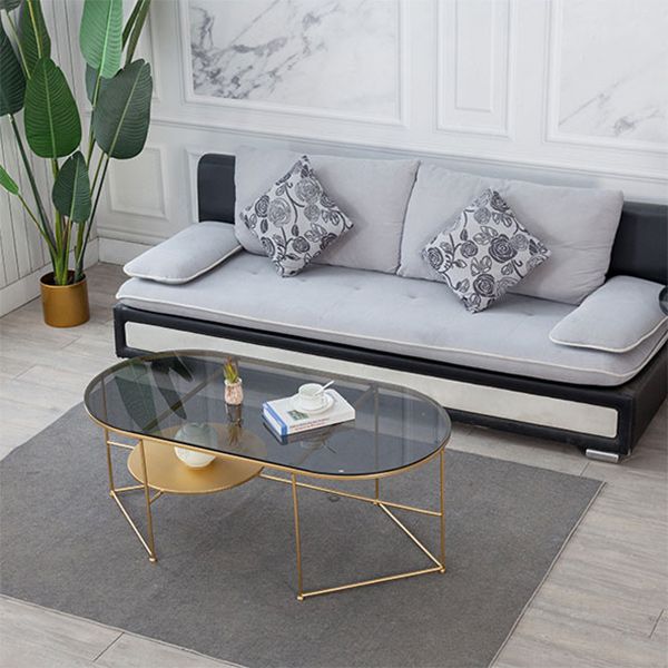 Modern X-Base Coffee Cocktail Table Glass Top Coffee Cocktail Table for Living Room Clearhalo 'Coffee & Accent Tables' 'Coffee Tables' 'coffee_tables' 'furn' 'furn_coffee_tables' 'Furniture' 'Living Room Furniture' 1200x1200_eb0fb580-ec5a-498d-a778-bdb19e524bb4