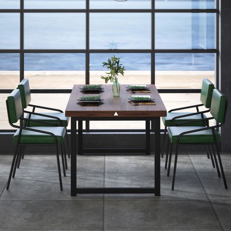 Sillas de comedor de cuero PU silla de brazo de brazo trasero de estilo industrial para comedor