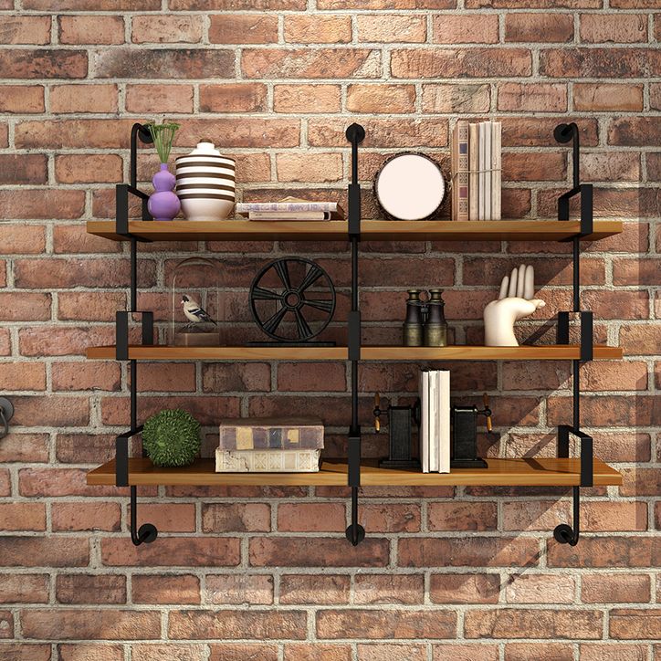 Wooden Wall Mounted Bookshelf Industrial Floating Storage Bookcase
