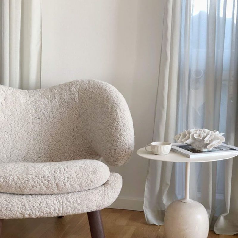 Mid-Century 17.7"/19.6" Metal Round Top Side Table Marble Pedestal End Table