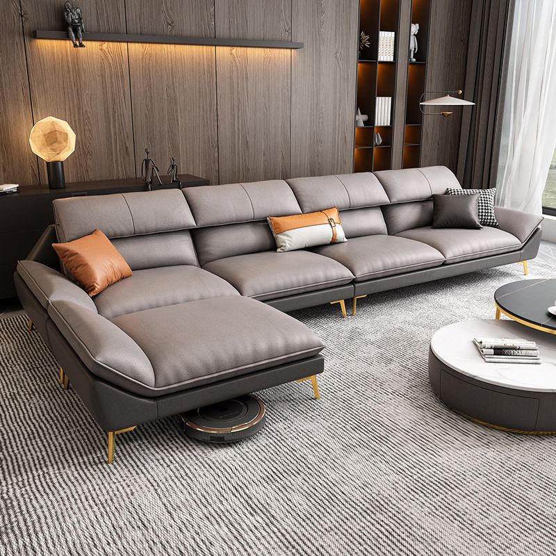 Modern Faux Leather Living Room Pillow Top Arm Cushions Seating Clearhalo 'furn' 'furn_sectionals' 'Furniture' 'Living Room Furniture' 'Sectionals' 1200x1200_eb14fb73-a96f-4a0b-9b25-a5a2e3e416de