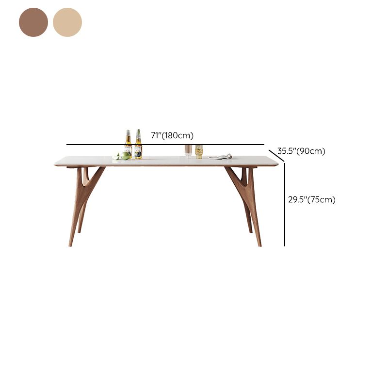 Modern Rectangular Stone Top White Dining Table with 4 Solid Wood Legs Clearhalo 'Dining Tables & Seating' 'Dining Tables' 'dining_table' 'furn' 'furn_dining_table' 'Furniture' 'Kitchen & Dining Furniture' 1200x1200_eb1654c2-66c5-4b33-b1fb-fab0be8dcb67