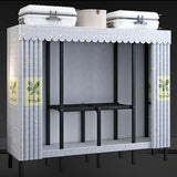 Metal and Fabric Wardrobe Industrial Style Bedroom Rectangular Wardrobe Closet