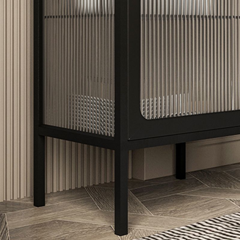 Schwarz/Weiß zwei Regale Nachttischglas moderner 1-Tür-Nachttisch