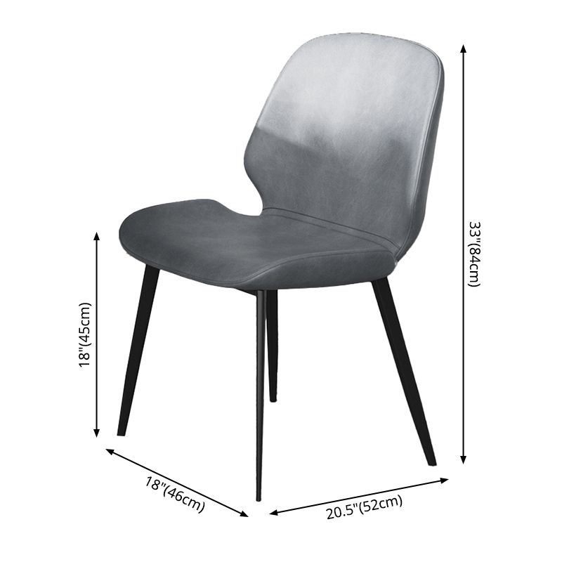 Modern Leather Armless Dining Chairs Wingback Side Chair with Metal Legs (Set of 2) Clearhalo ' kitchen&dining_furn' 'Dining Chairs' 'Dining Tables & Seating' 'dining_chair' 'furn' 'furn_dining_chair' 'Furniture' 'furniture_dining_chair' 'Kitchen & Dining Furniture' 'kitchen' 1200x1200_eb197471-22b0-4a0b-b709-ca336f5c5dc1