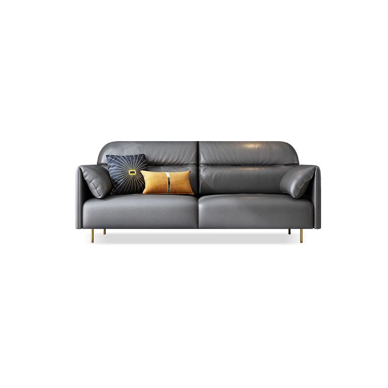 Glam Sewn Pillow Back Standard Pillow Top Arm Living Room Leather Sofa