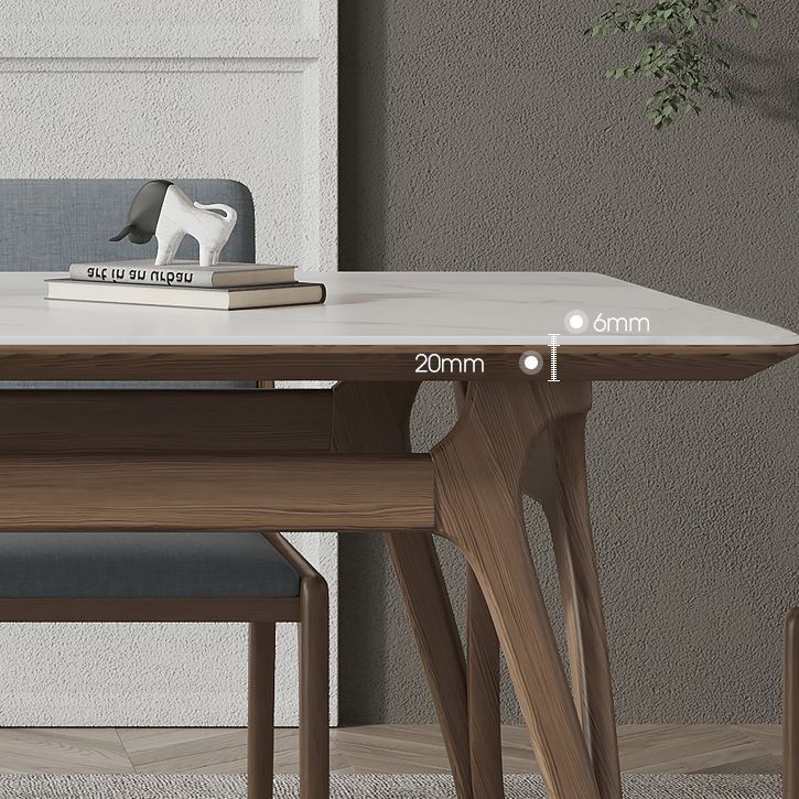 Sintered Stone Rectangle Dining Table White Stone Top Table with Wooden Base and 4 Legs Clearhalo ' dining_table' 'Dining Tables & Seating' 'Dining Tables' 'furn' 'furn_dining_table' 'Furniture' 'furniture_dining_table' 'Kitchen & Dining Furniture' 'kitchen&dining_furn' 'kitchen' 'kitchen_dining_table' 1200x1200_eb1ae18b-19f2-43ae-8535-abdf7cf663e3