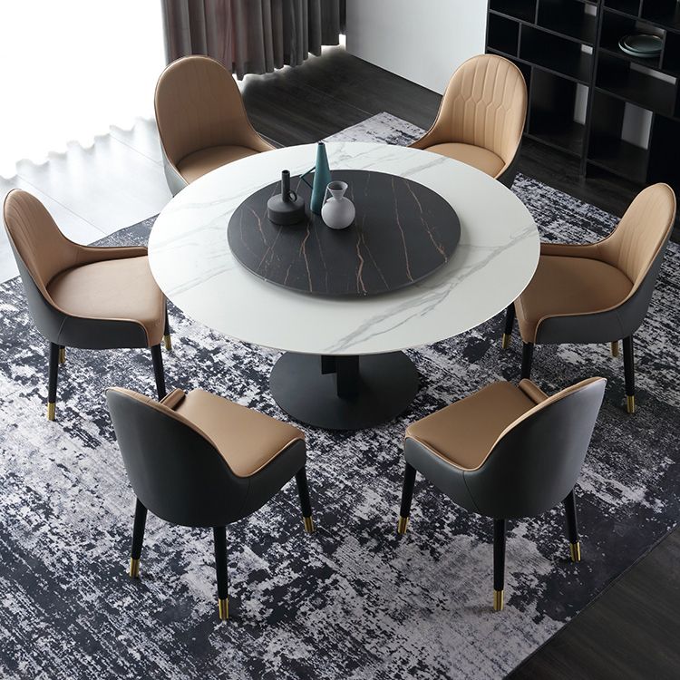 Modern 1/3/4/7 Pieces Dinette Set with White Sintered Stone Top Round Dining Table Set Clearhalo 'Dining Room Sets' 'Dining Tables & Seating' 'dining_room_set' 'furn' 'furn_dining_room_set' 'Furniture' 'furniture_dining_room_set' 'Kitchen & Dining Furniture' 1200x1200_eb1c19c7-be95-4212-871e-f95df9d1b022