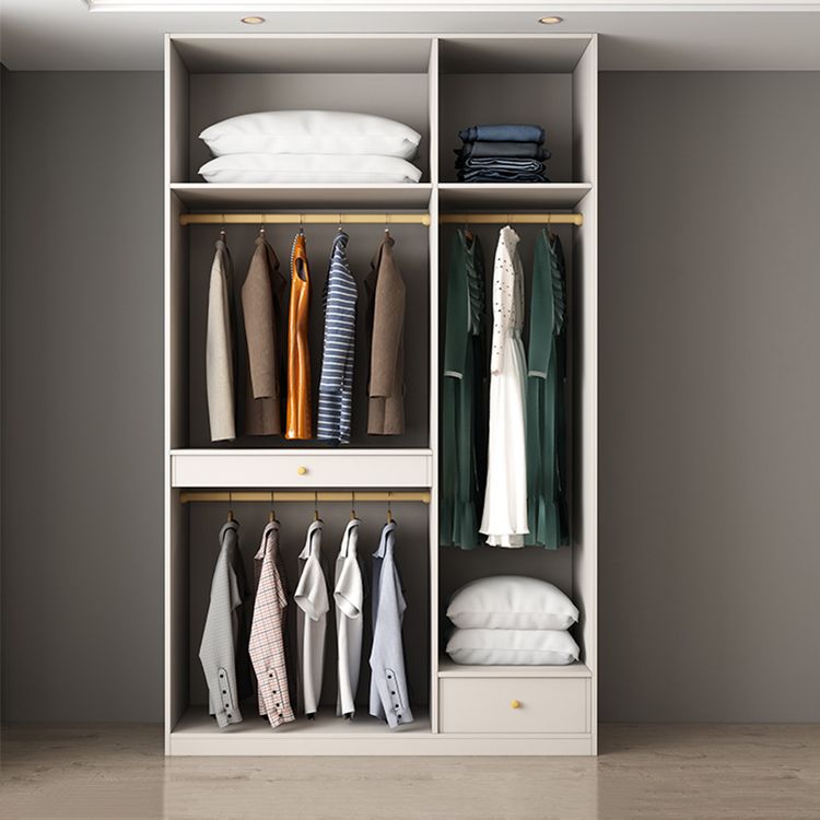 White Colour Wardrobe Contemporary Wooden Wardrobe Closet with Drawer Clearhalo 'Armoires & Wardrobes' 'armoires_wardrobes' 'Bedroom Furniture' 'furn' 'furn_armoires_wardrobes' 'Furniture' 1200x1200_eb1c7939-b690-4bea-8191-453d36d2eee7