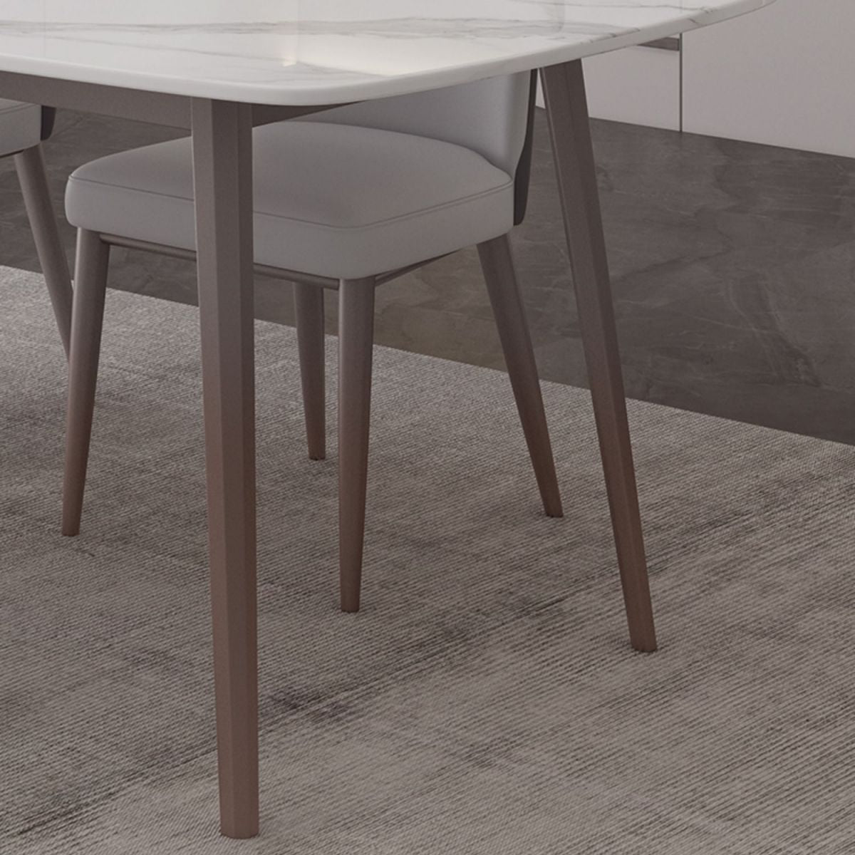 デザイナーダイニングセット1/2/4/5/7ピースストーンとメタルダイネットセットホワイト