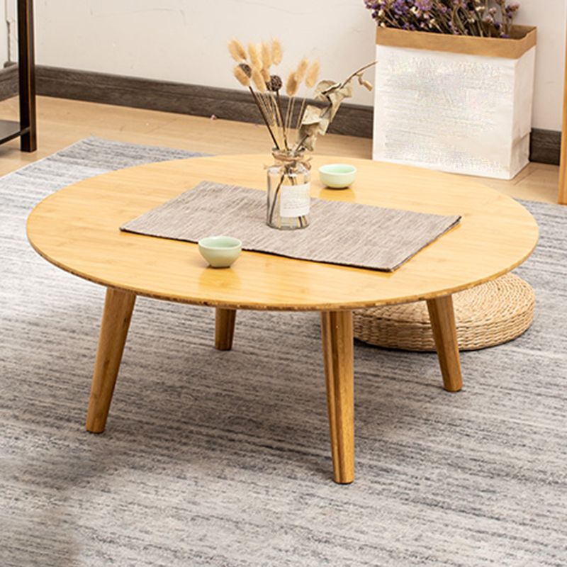 Round Wood Coffee Table Scandinavian 4 Legs Natural Cocktail Table Clearhalo 'Coffee & Accent Tables' 'Coffee Tables' 'coffee_tables' 'furn' 'furn_coffee_tables' 'Furniture' 'Living Room Furniture' 1200x1200_eb21396b-3851-4783-827e-1fb3cee4ce52