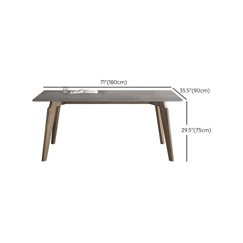 Industrial Style Rectangle Dining Table Sintered Stone Table with Wood Legs Clearhalo 'Dining Tables & Seating' 'Dining Tables' 'dining_table' 'furn' 'furn_dining_table' 'Furniture' 'Kitchen & Dining Furniture' 1200x1200_eb23df31-8dbc-46b7-942f-22a7ed6e249b