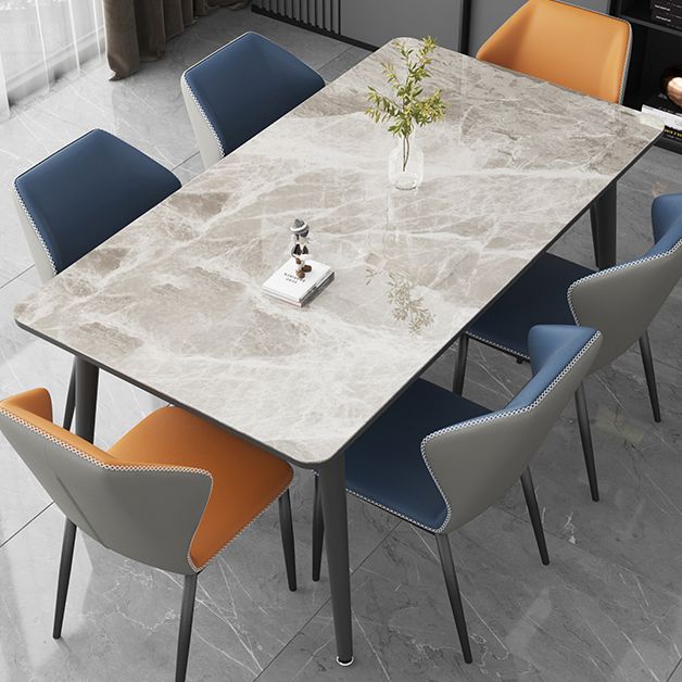 Sintered Stone Two-Color Dining Table Simplicity 4 Legs Table for Dining Room Clearhalo ' dining_table' 'Dining Tables & Seating' 'Dining Tables' 'Furniture' 'furniture_dining_table' 'Kitchen & Dining Furniture' 'kitchen&dining_furn' 'kitchen' 'kitchen_dining_table' 1200x1200_eb240b64-08ee-4715-8894-620e36349504