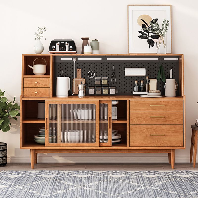 Moderno 5 cassetti a buffet stand pino tavolo laboard in legno massiccio con porta di vetro