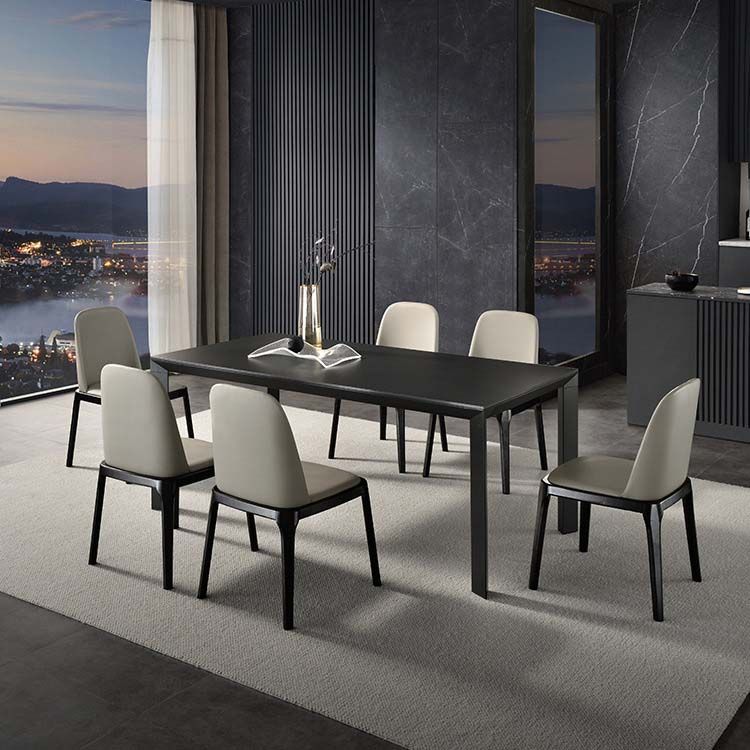 Industrial Dining Sintered Stone Table Dining Rectangle Table with Metal Legs for Home Clearhalo 'Dining Tables & Seating' 'Dining Tables' 'dining_table' 'furn' 'furn_dining_table' 'Furniture' 'Kitchen & Dining Furniture' 1200x1200_eb246910-6e6b-4a52-a773-75232e6b51f1