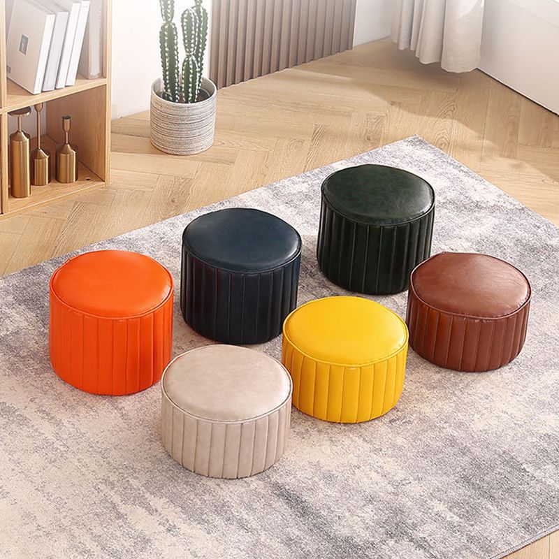 Modern Pouf Ottoman Faux Leather Upholstered Solid Color Cylinder Shape Ottoman Clearhalo 'furn' 'furn_ottomans_poufs' 'Furniture' 'Living Room Furniture' 'Ottomans & Poufs' 'ottomans_poufs' 1200x1200_eb24a713-d59b-4dfa-8b10-afadeb26fa09