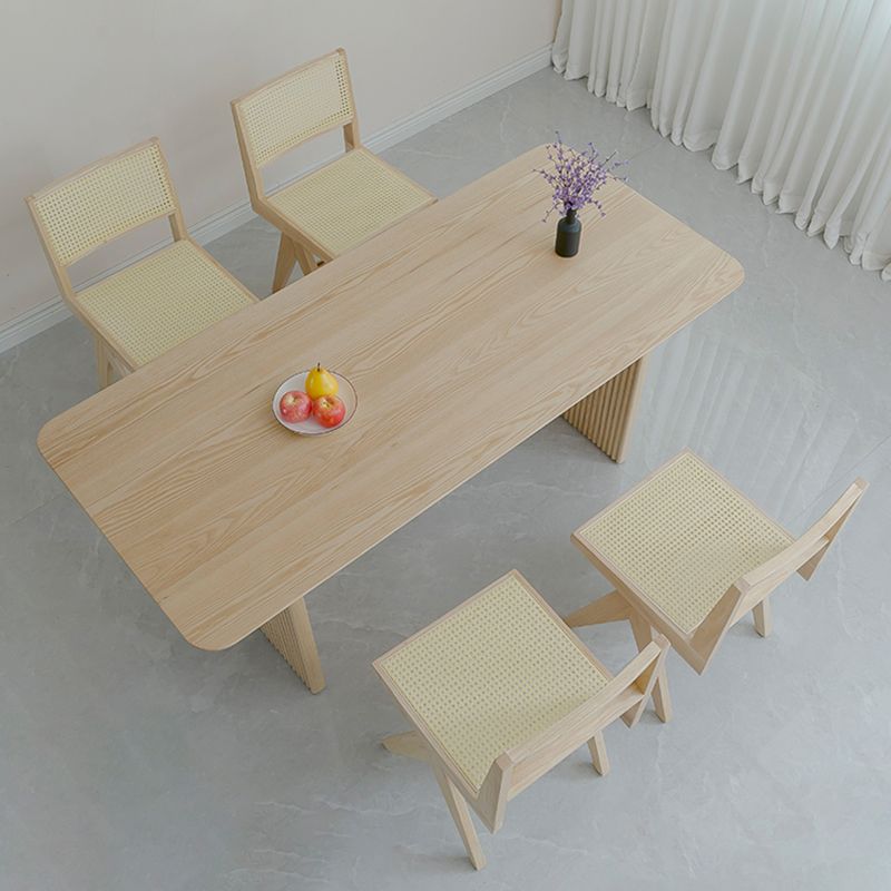 Rechthoekige eettafelset 1/2/5 stuks massief houten eettafel en stoelen
