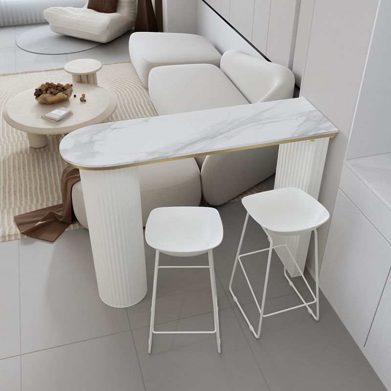 Stone Bar Dining Table Modern Oval Bar Table with Double Pedestal for Kitchen Dining Room Clearhalo 'Bar Furniture' 'Bar Tables' 'bar_tables' 'furn' 'furn_bar_tables' 'Furniture' 'furniture_bar_tables' 'Kitchen & Dining Furniture' 1200x1200_eb267325-cce2-4356-8f97-509f976e30df
