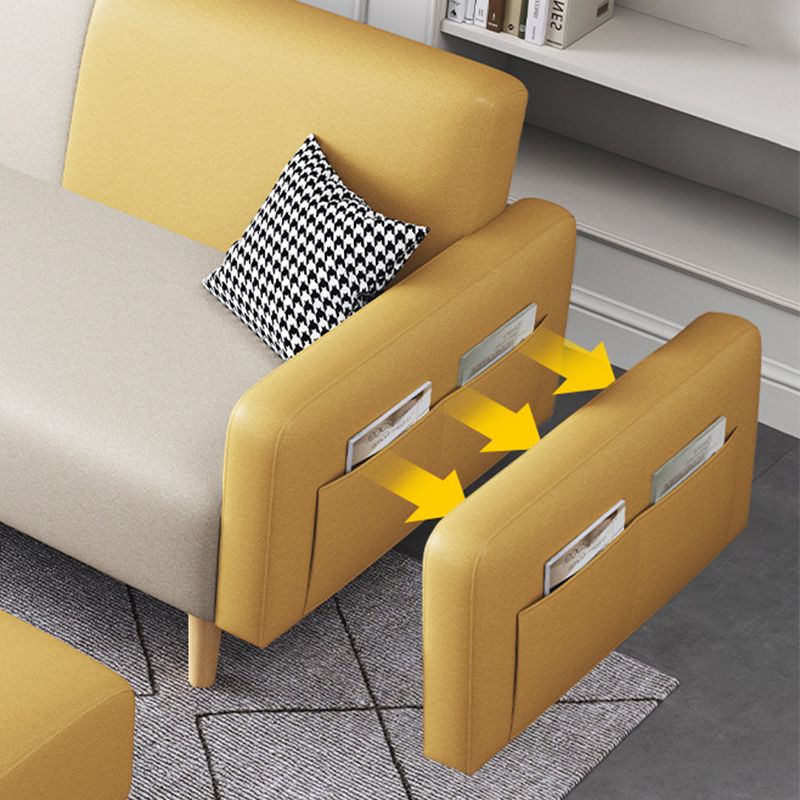 Contemporary Square Arm Sofa Couch Faux Leather/Linen Settee Couch Clearhalo 'furn' 'furn_sofas' 'Furniture' 'Living Room Furniture' 'Sofa' 'sofas' 1200x1200_eb27e378-bd4c-4720-b5cc-cfe79aa13348