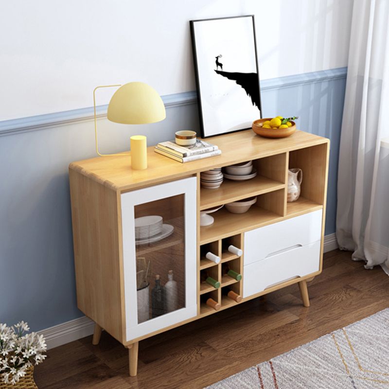 Sideboard a buffet in stile moderno in legno massiccio 35,4 "H con armadio e cassetti