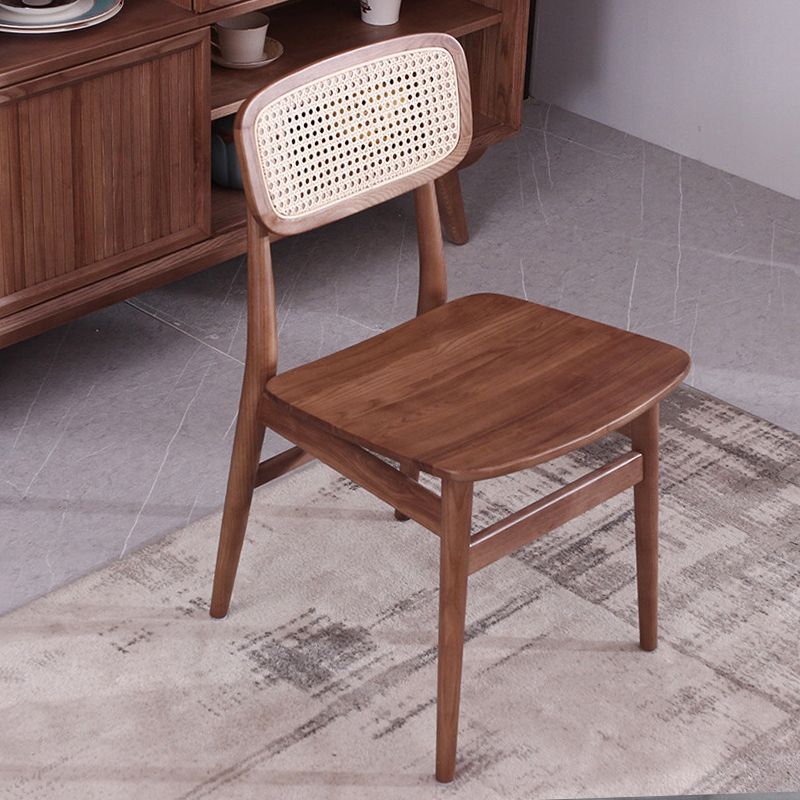 Eigentijdse massief hout open rug armloze eetkamerstoel voor thuis