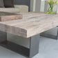 Scandinavian Solid Wood Coffee Table with Distressed Top and Sled Base