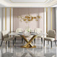 Mesa de interior de la mesa de piedra sinterizada de lujo con pedestal dorado