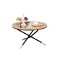 Cross Legs Round Glass Coffee Cocktail Table with Rattan Accent Clearhalo 'Coffee & Accent Tables' 'Coffee Tables' 'coffee_tables' 'furn' 'furn_coffee_tables' 'Furniture' 'Living Room Furniture' 1200x1200_eb2cf58f-2be5-4a8a-a6c3-614457359b33