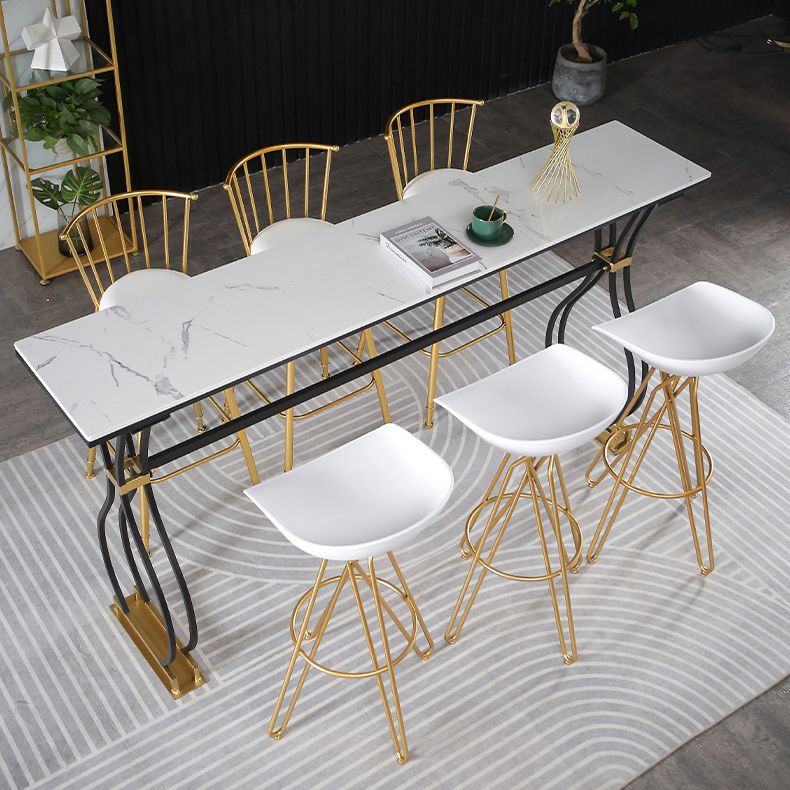 Rectangle Sintered Stone Dining Table Black and Metal Base Bar Table Clearhalo 'Bar Furniture' 'Bar Tables' 'bar_tables' 'furn' 'furn_bar_tables' 'Furniture' 'Kitchen & Dining Furniture' 1200x1200_eb2ee03f-dcae-4d57-8ddf-b92cc8291245