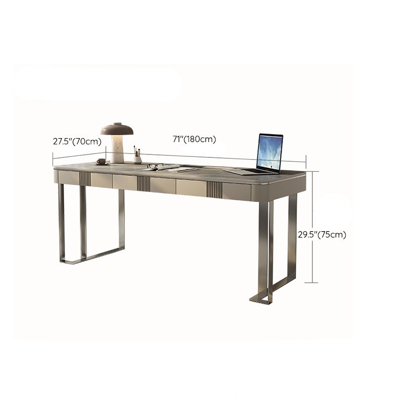 Rechthoek Stone Top Office Desk Modern Style Gray Writing Desk voor kantoor