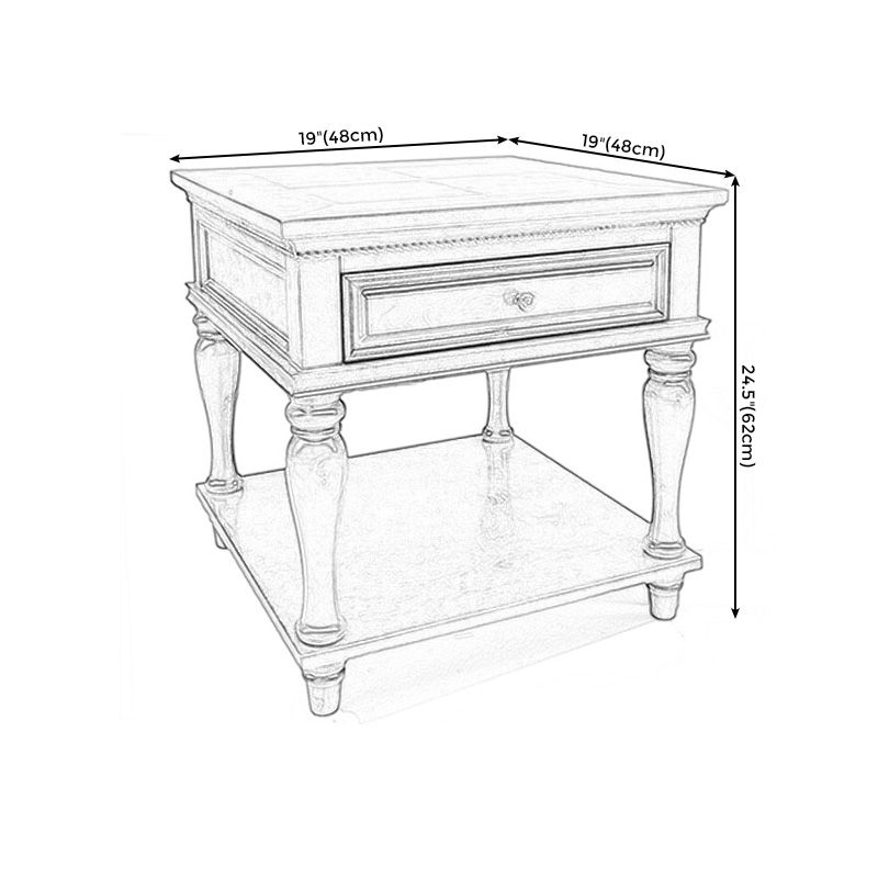 Farmhouse Wooden Square Side Table One Drawer Side Table with Four Wooden Legs Clearhalo 'Coffee & Accent Tables' 'End & Side Tables' 'end_side_table' 'end_side_tables' 'furn' 'furn_end_side_tables' 'Furniture' 'furniture_end_side_table' 'Living Room Furniture' 1200x1200_eb2fb4fa-afbd-4635-ac0b-bf56b8e5f391