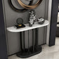 Glam Marble Console Accent Table Half Moon Console Sofa Table for Hall Clearhalo 'Console Tables' 'console_tables' 'Entry & Mudroom Furniture' 'furn' 'furn_console_tables' 'Furniture' 1200x1200_eb301b74-6089-4699-b042-1456881f4667