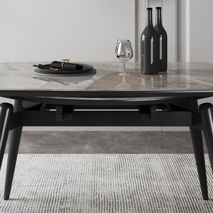 Sintered Stone Top Extendable Round Table for Restaurant Modern Dining Table with Black 4 Legs Clearhalo ' dining_table' 'Dining Tables & Seating' 'Dining Tables' 'furn' 'furn_dining_table' 'Furniture' 'furniture_dining_table' 'Kitchen & Dining Furniture' 'kitchen&dining_furn' 'kitchen' 'kitchen_dining_table' 1200x1200_eb305ffc-79a5-40c5-aa67-23dcf9453171