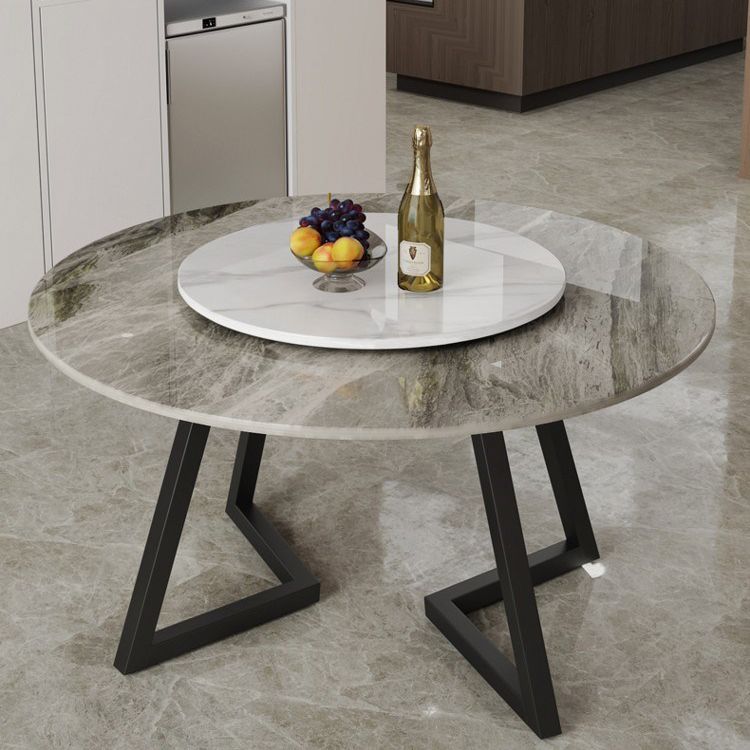 Round Double Pedestal Table Simplicity Style Stone Dining Site Table