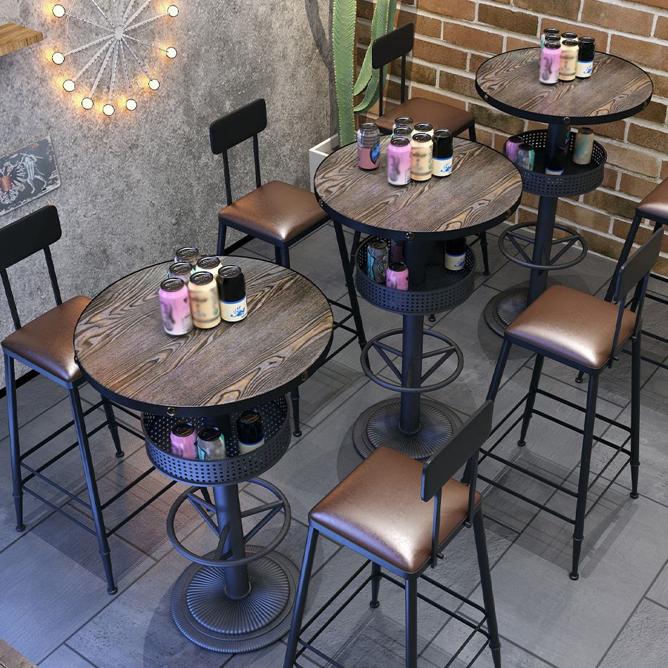 Table à manger industrielle Bistro Accent Table de bar marron avec rangement
