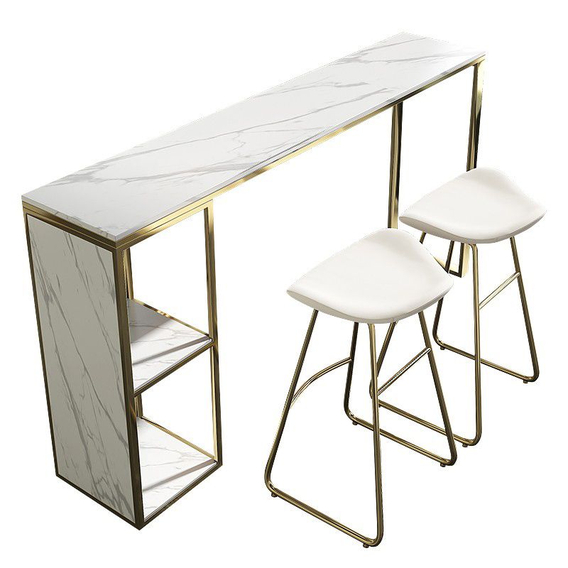 Tavolo da tavolo da pub rettangolo in finta barra di marmo tavolo da cocktail con scaffali