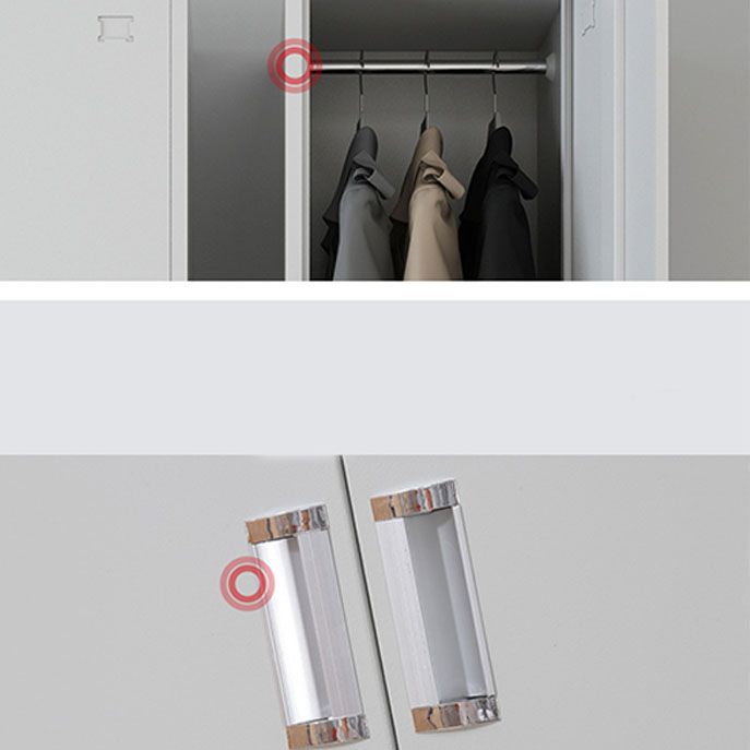 Contemporary Style Wardrobe Armoire Metal Non-Hanging Armoire with Locks