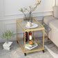 21.6" Tall Modern Rectangular Glass Top Side Table Iron Frame End Table with Shelf