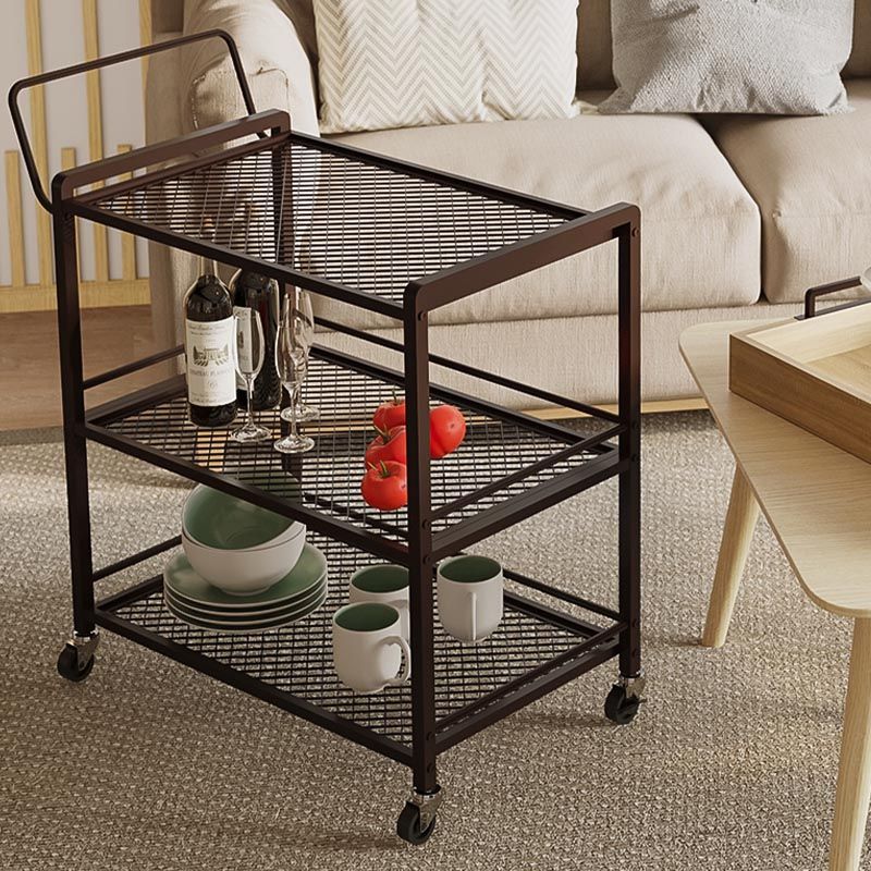 Modern Style Metal Prep Table 31.5"H Rolling Wood Prep Table with Open Storage Clearhalo 'furn' 'furn_kitchen_islands_carts' 'Furniture' 'Kitchen & Dining Furniture' 'Kitchen Islands & Carts' 'kitchen_islands_carts' 1200x1200_eb383339-46d1-4fc4-8c56-a884273365b9