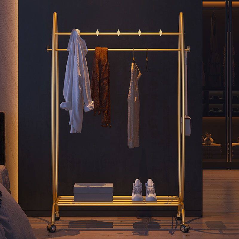 Glam Coat Rack Metal 2 Soporte de estantería de almacenamiento de riel colgante con 4 ganchos