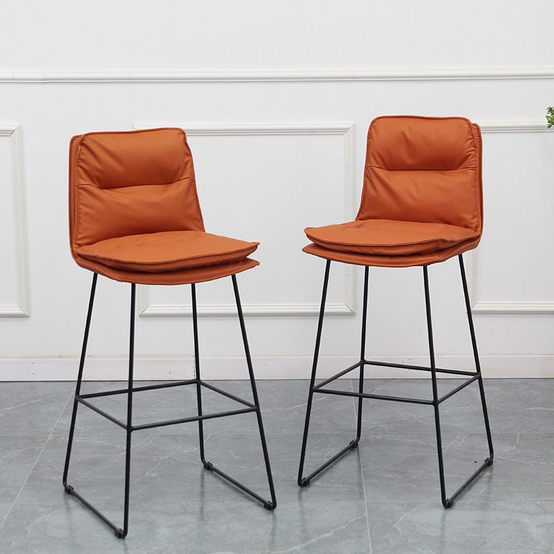 Scandinavian Metal Barstool Faux Leather Counter Stool With Iron Base