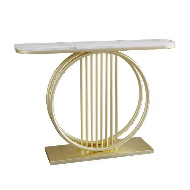 Tavolino console di accento console a metà luna tavolo di divano console in pietra