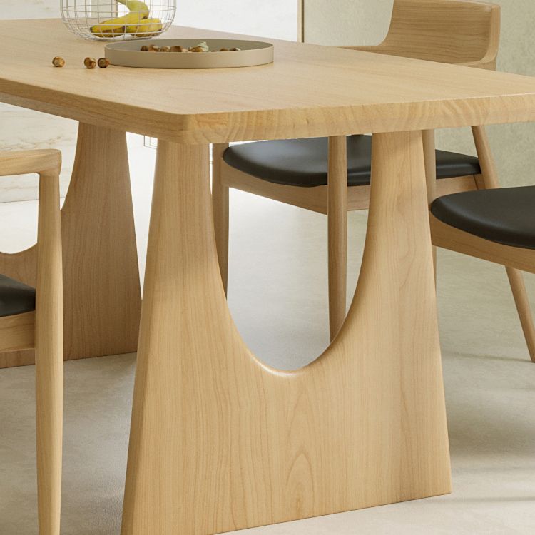 Table à manger rectangulaire à Double piédestal, Table moderne en bois de pin pour le salon
