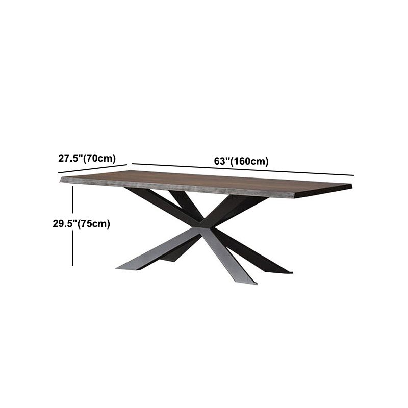 Tavolo da pranzo marrone in legno massiccio in cornice nera industriale sala da pranzo